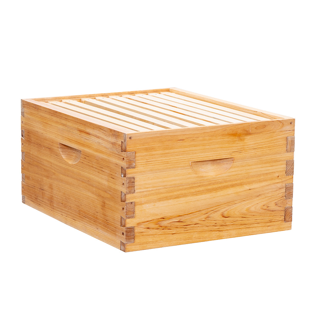 BeeCastle Logo Free Wax Coated 10 Frame Unassembled Brood Deep Boxes,Premium Cedar Wood Bee Boxes with Pine Wooden Frame and Beeswax Plastic Foundation for Elevated Beekeeping.