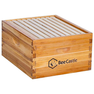 BeeCastle Hives 10 Frame Cedar Wood Hives Wax Dipped Unassembled Deep Brood Bee Boxes With Pine Wooden Frames and Beeswax Plastic Foundation