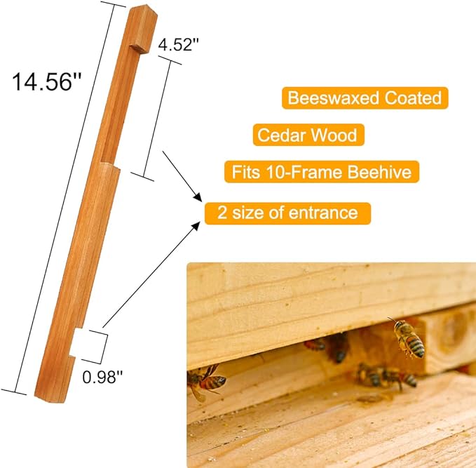 Beehive entrance reducers serve to regulate bee traffic, deter intruders, and enhance hive defense.