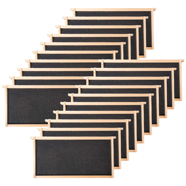 20 Packs Deep Pine Wooden Frames Black Wax Coat Plastic Foundation Unassembled Foundation For Deep Brood Bee Box, 9-1/8-Inch