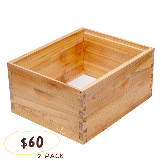 BeeCastle Hives Optimized 2 PACK 10 Frame Deep Box Hive Body with Wax Coating (Frameless, Logo Free) Essential Hive Part