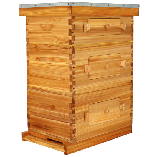 BeeCastle Hives 10 Frame 3 Layer Wax Coated Cedar Wood Beehive Kit