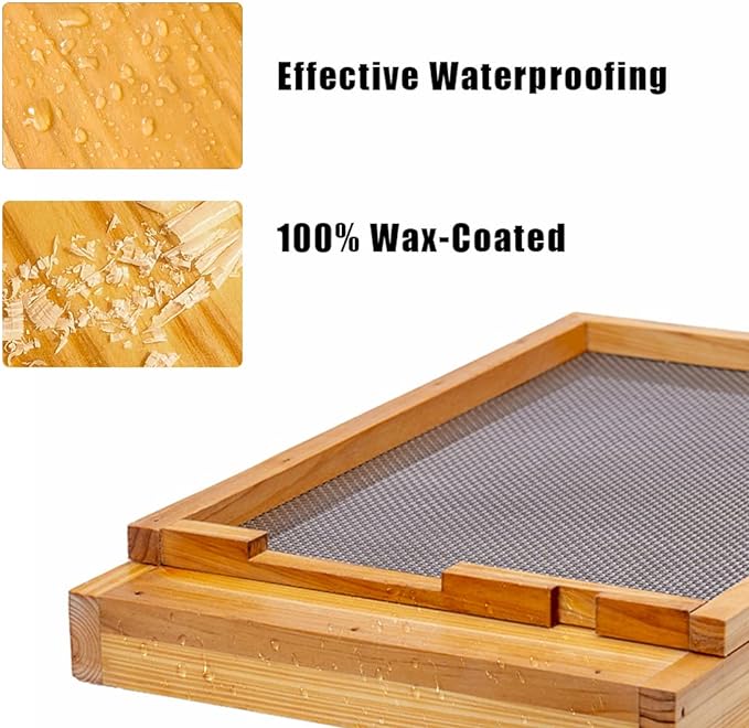 Screened Bottom Board Wax Coat Beehive Kit