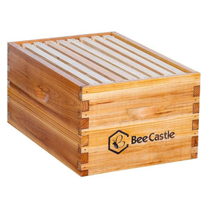 BeeCastle Hives 8 Frame Unassembled Deep Brood Bee Box With Wooden Frames and Beeswax Foundation