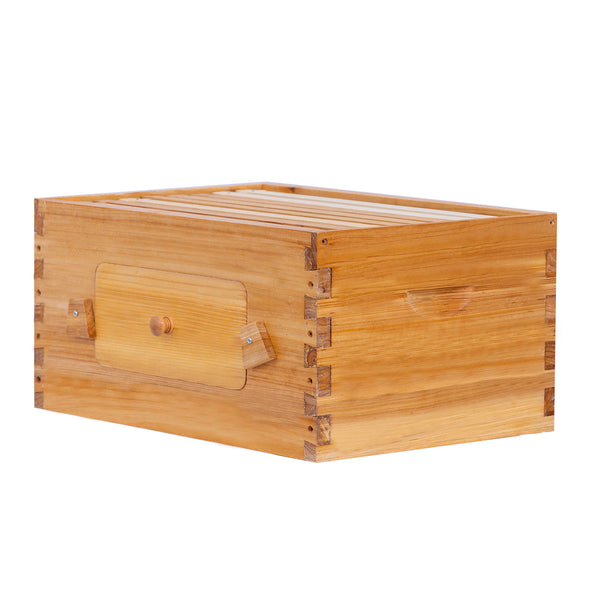 BeeCastle Hives 8 Frame Deep Wax Coated Box With Acrylic Window Brood Box Include Wooden Frame And Beeswax Plastic Foundation
