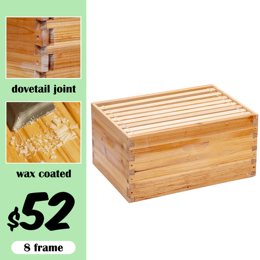 Premium 8 Frame Wax-coated Unassembled Deep Brood Hive Box