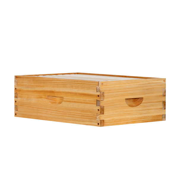 BeeCastle Hives 8 Frame Wax-coated Unassembled Honey Super Bee Boxes With Natural Honey Beeswax Plastic Foundation.Logo Free, Premium Quality for Beekeeping