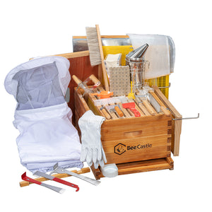 BeeCastle Hives Complete 8 Frame Deep Brood Beehive Starter Kit with 22 Piece Beekeeping Tool and Essential Accessories,Launch Your Beekeeping Journey with Quality Craftsmanship and Convenience!
